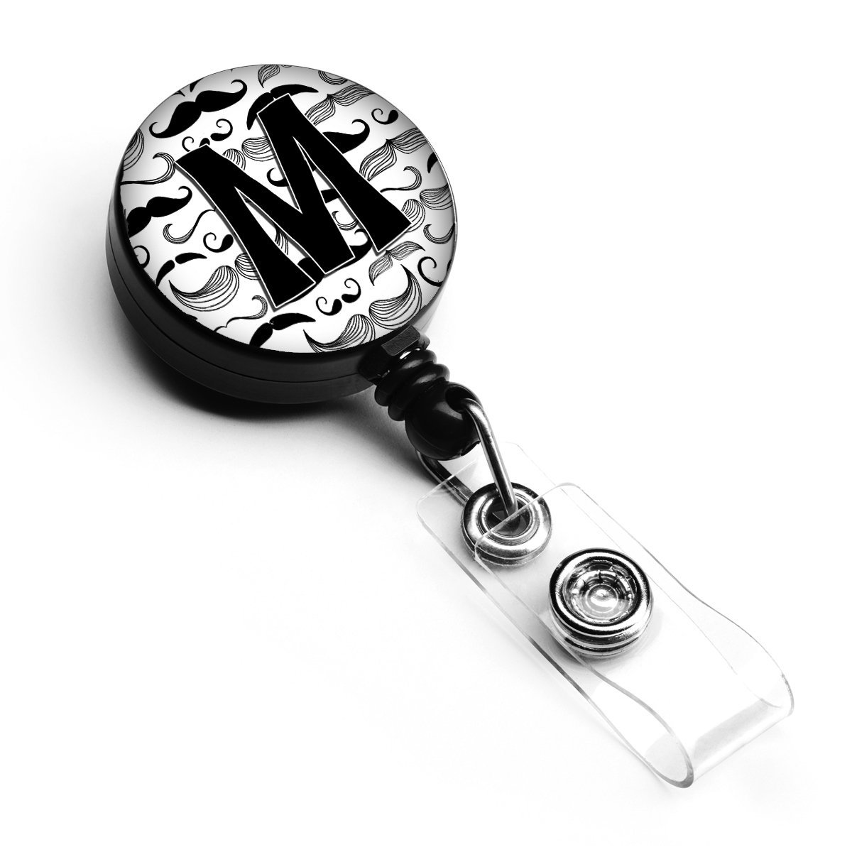 Letter M Moustache Initial Retractable Badge Reel