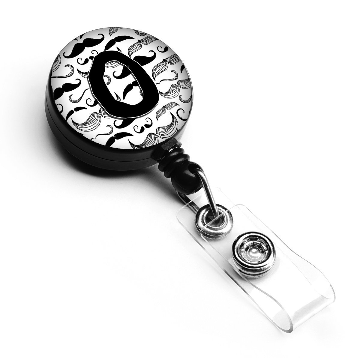 Letter O Moustache Initial Retractable Badge Reel