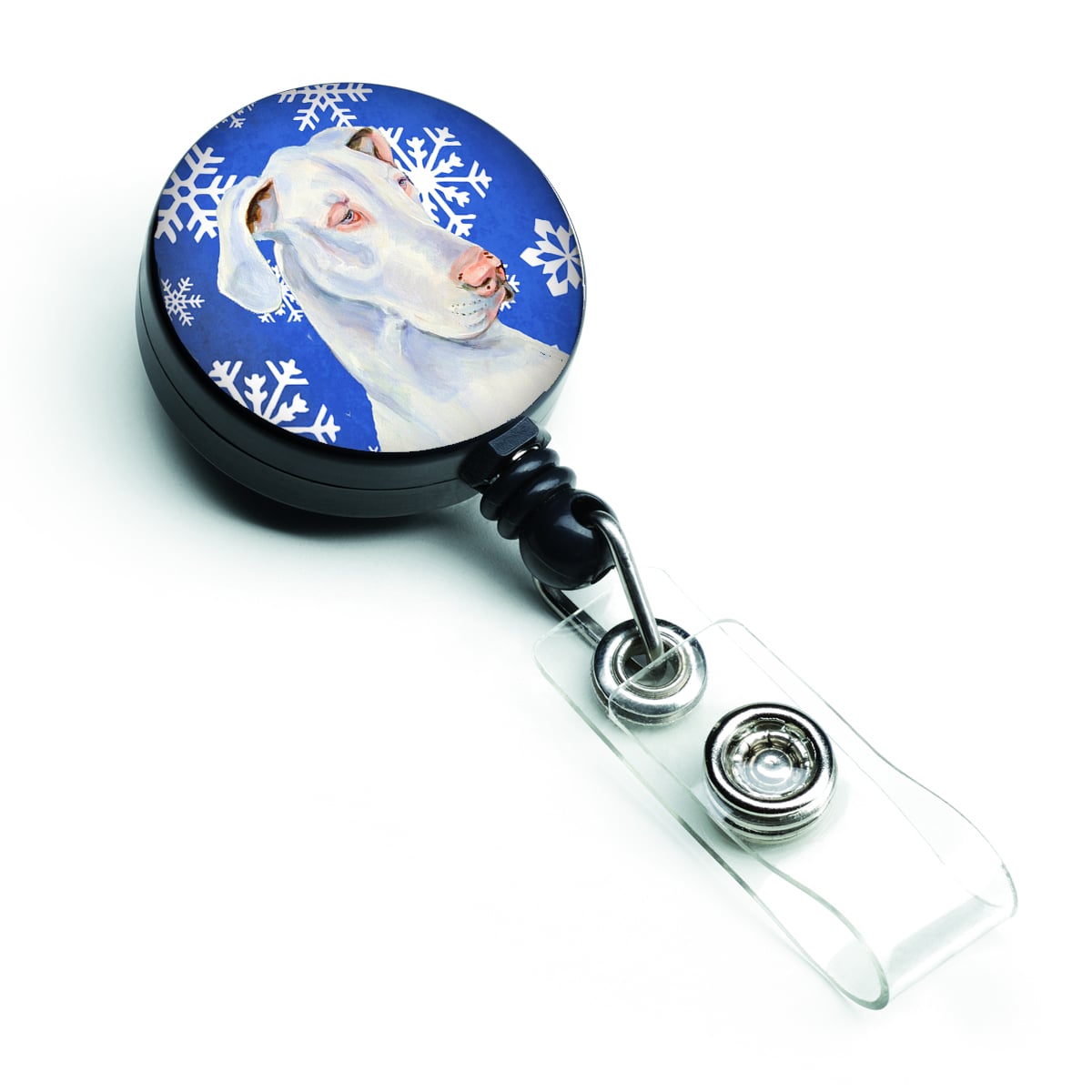 Great Dane Winter Snowflakes Holiday Retractable Badge Reel