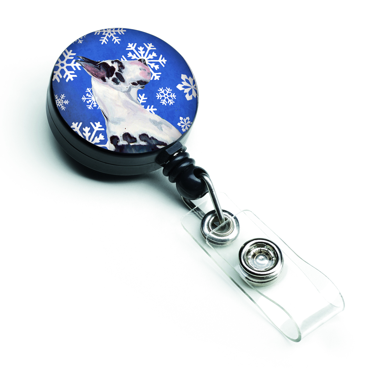 Great Dane Winter Snowflakes Holiday Retractable Badge Reel