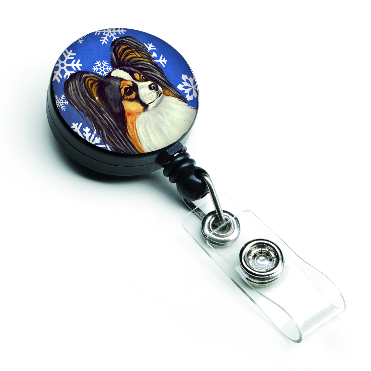Papillon Winter Snowflakes Holiday Retractable Badge Reel