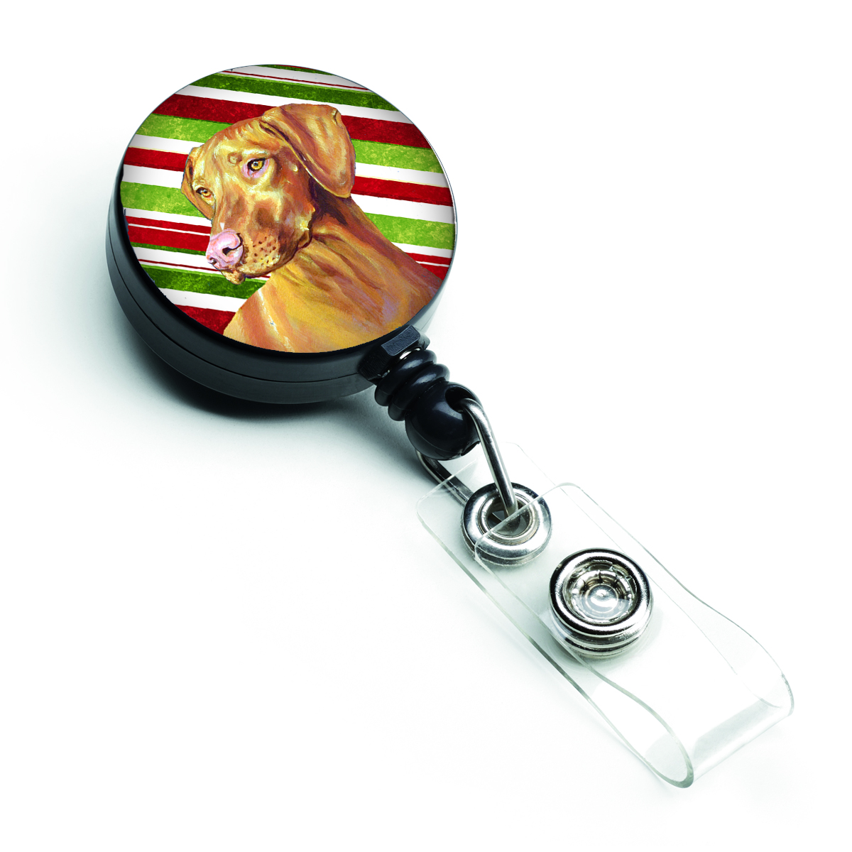 Vizsla Candy Cane Holiday Christmas Retractable Badge Reel