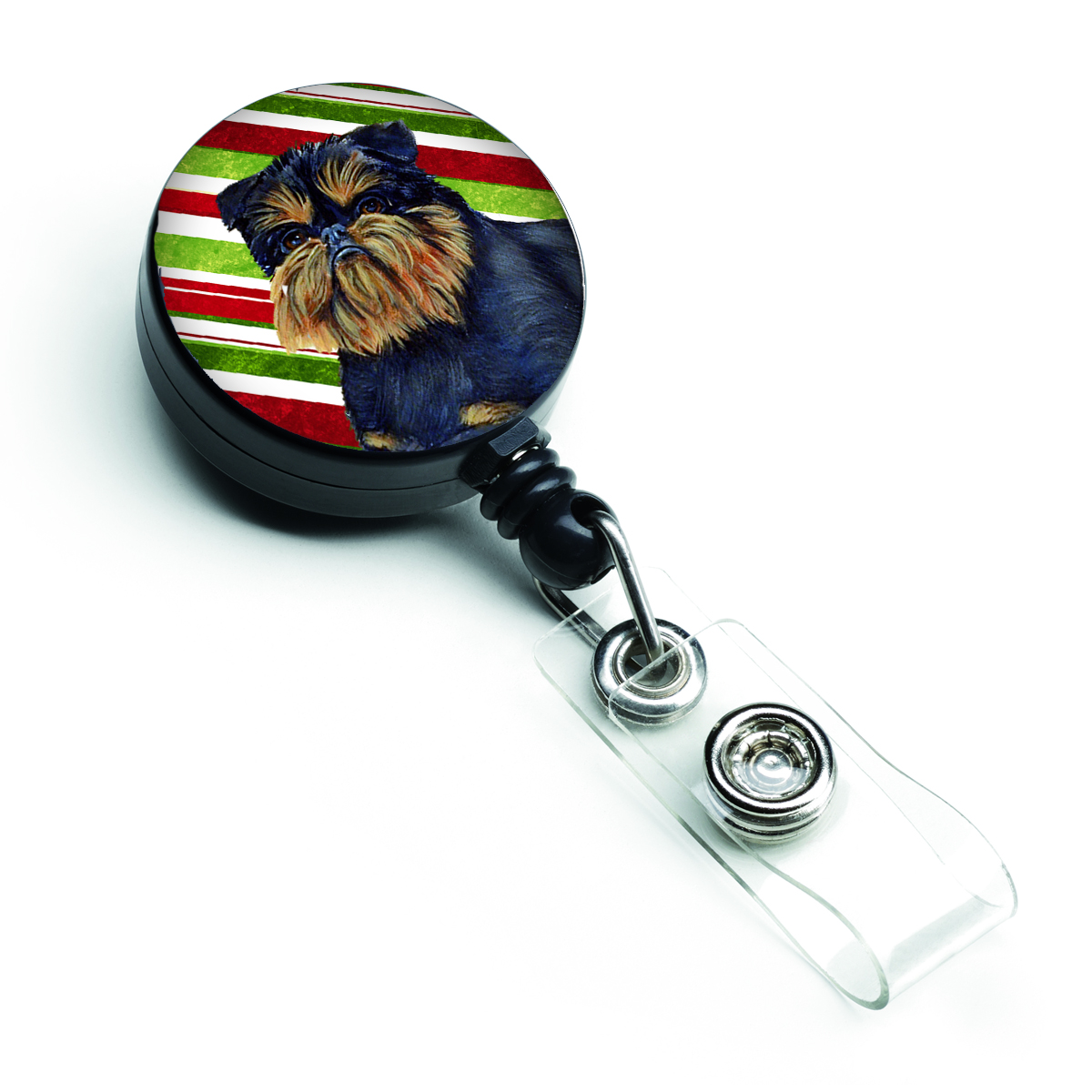 LH9253BR Brussels Griffon Candy Cane Holiday Christmas Retractable Badge Reel