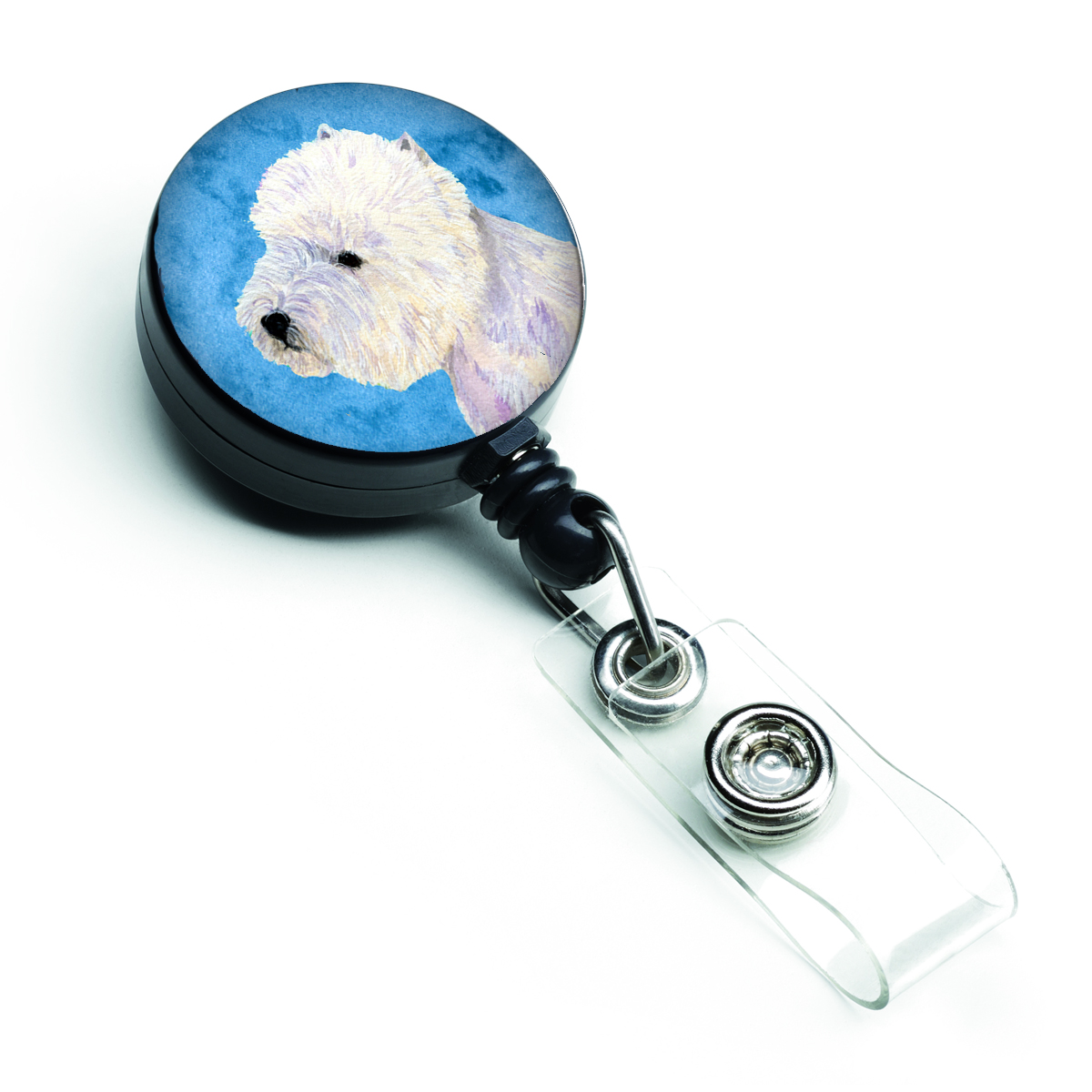 Blue Westie Retractable Badge Reel