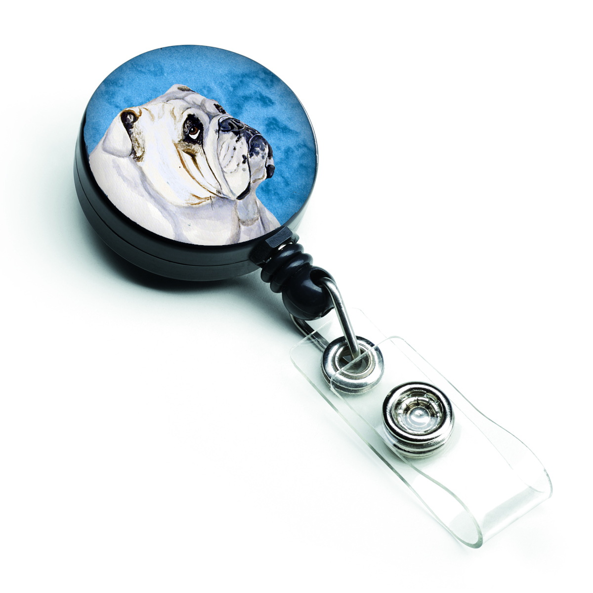 Blue Bulldog English Retractable Badge Reel