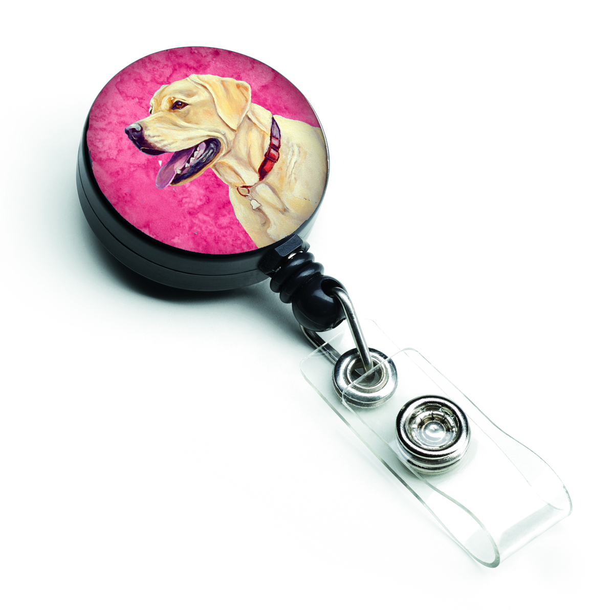Pink Labrador Retractable Badge Reel
