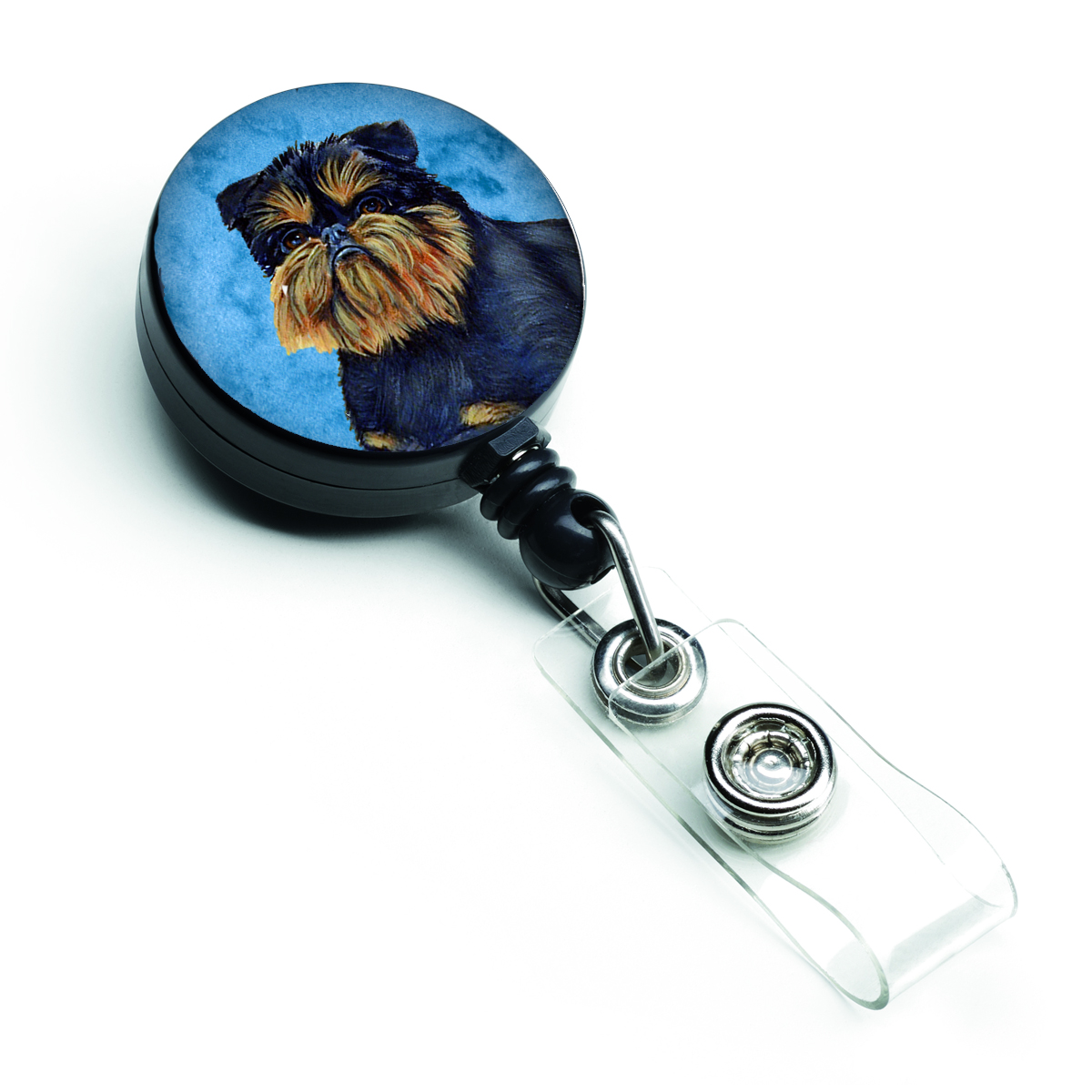 Blue Brussels Griffon Retractable Badge Reel