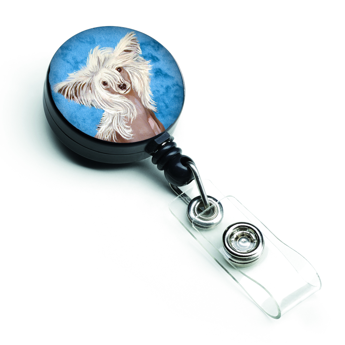 Blue Chinese Crested Retractable Badge Reel