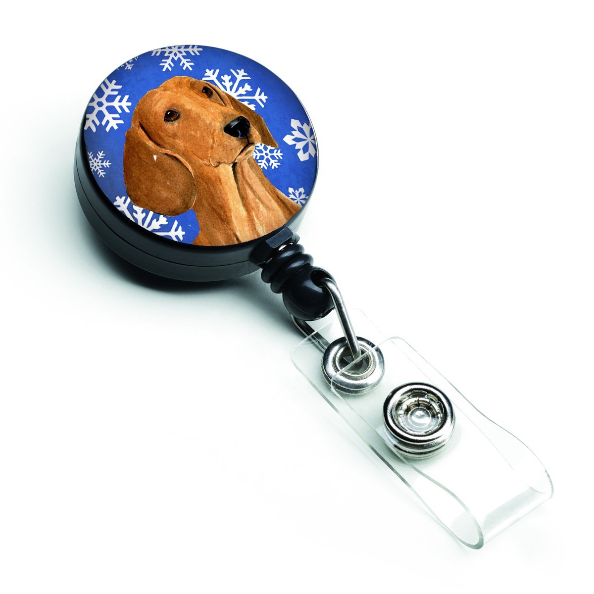 Dachshund Winter Snowflakes Holiday Retractable Badge Reel