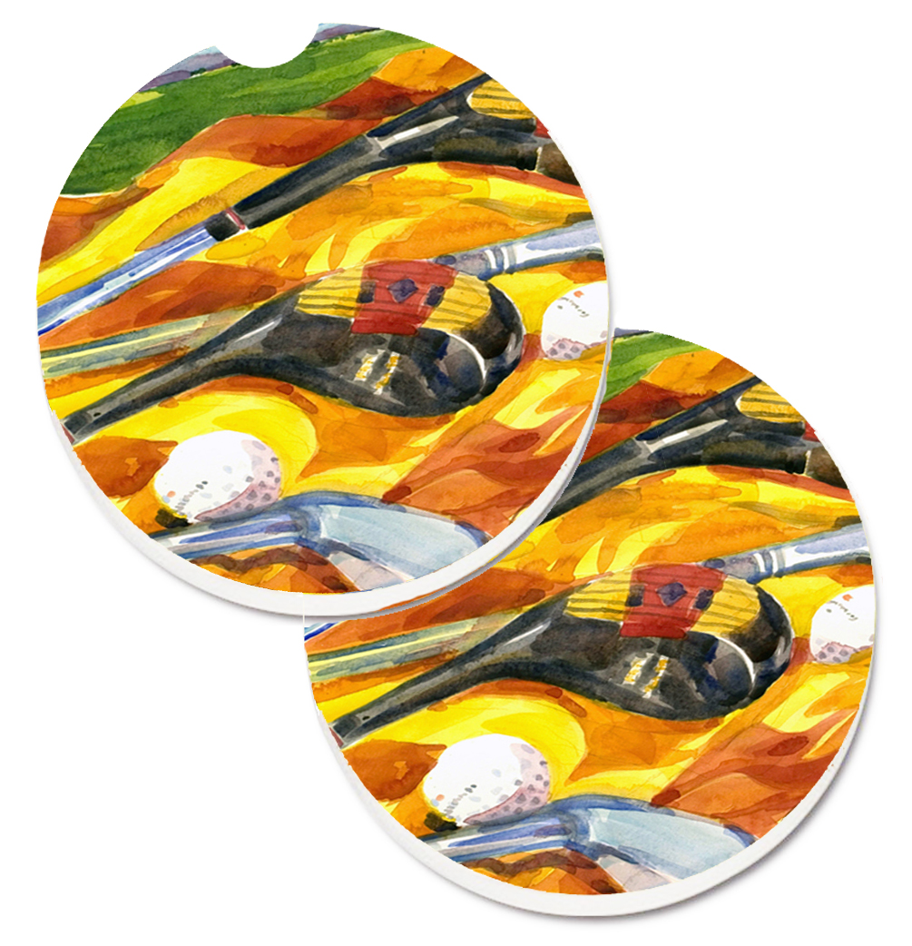 Picture of Carolines Treasures 6063CARC Golf Clubs Golfer Set of 2 Cup Holder Car Coaster