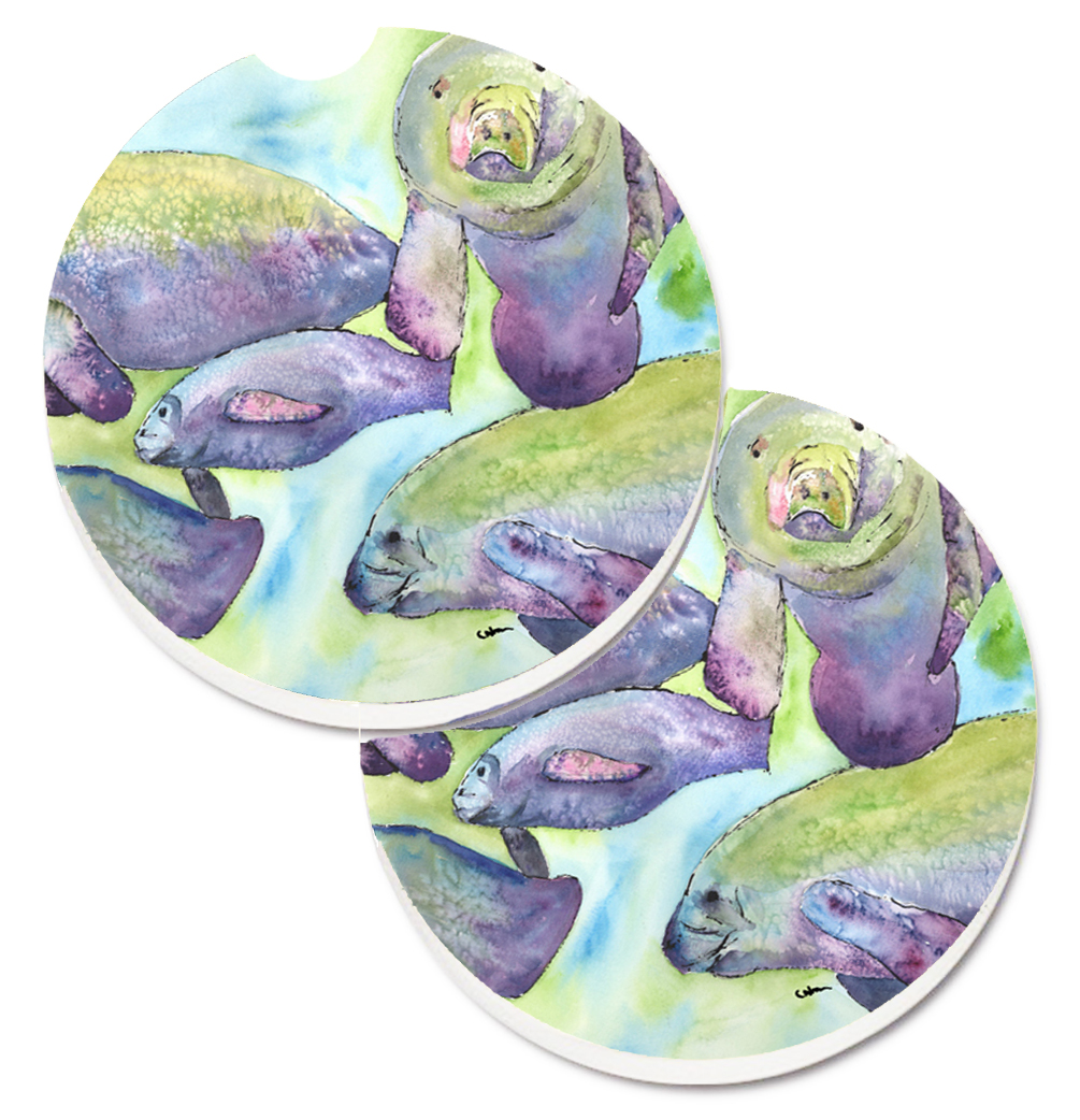 Picture of Carolines Treasures 8544CARC Manatee Set of 2 Cup Holder Car Coaster