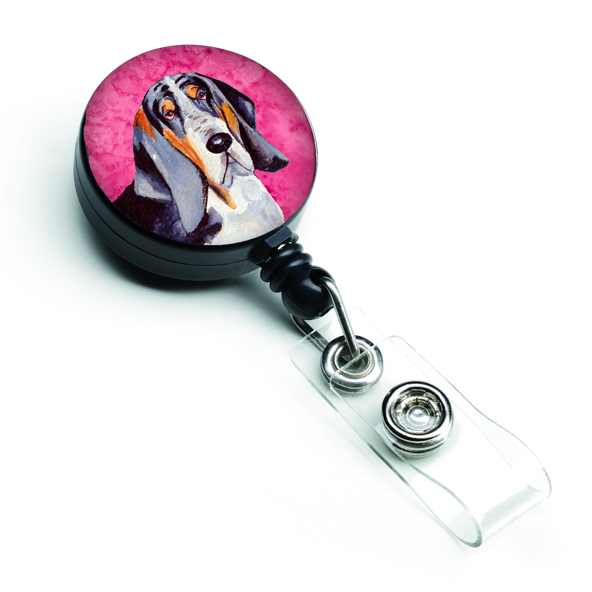 Pink Basset Hound Retractable Badge Reel - Pink