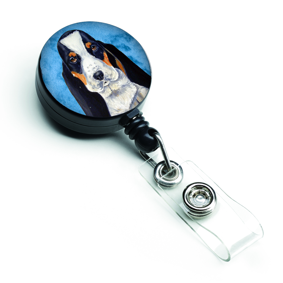 Blue Basset Hound Retractable Badge Reel - Blue