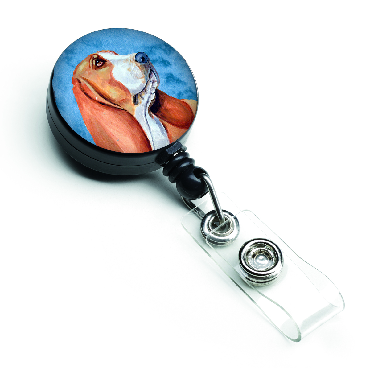 Blue Basset Hound Retractable Badge Reel