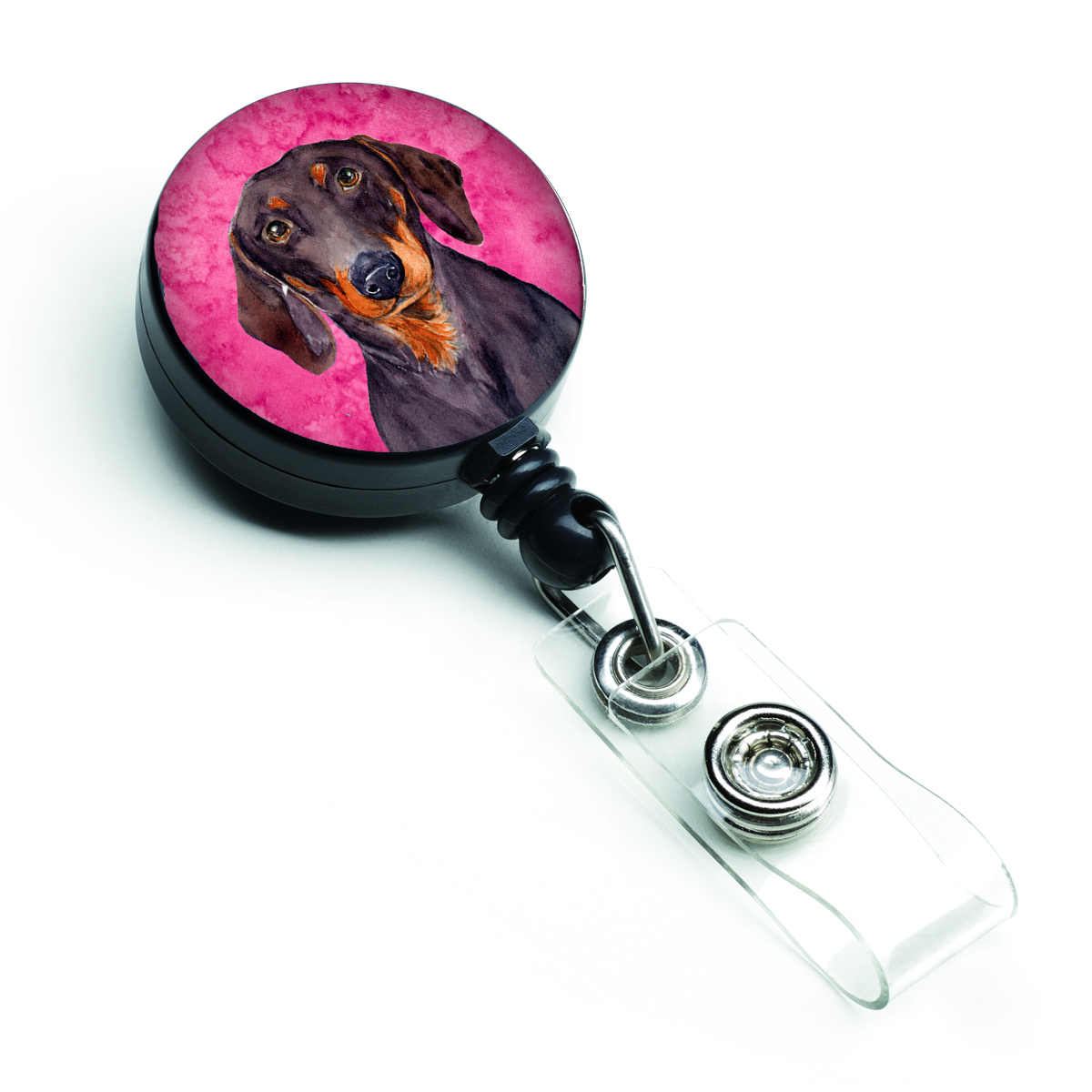 Pink Dachshund Retractable Badge Reel