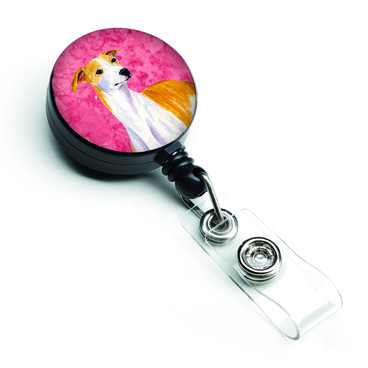 Pink Whippet Retractable Badge Reel - Pink
