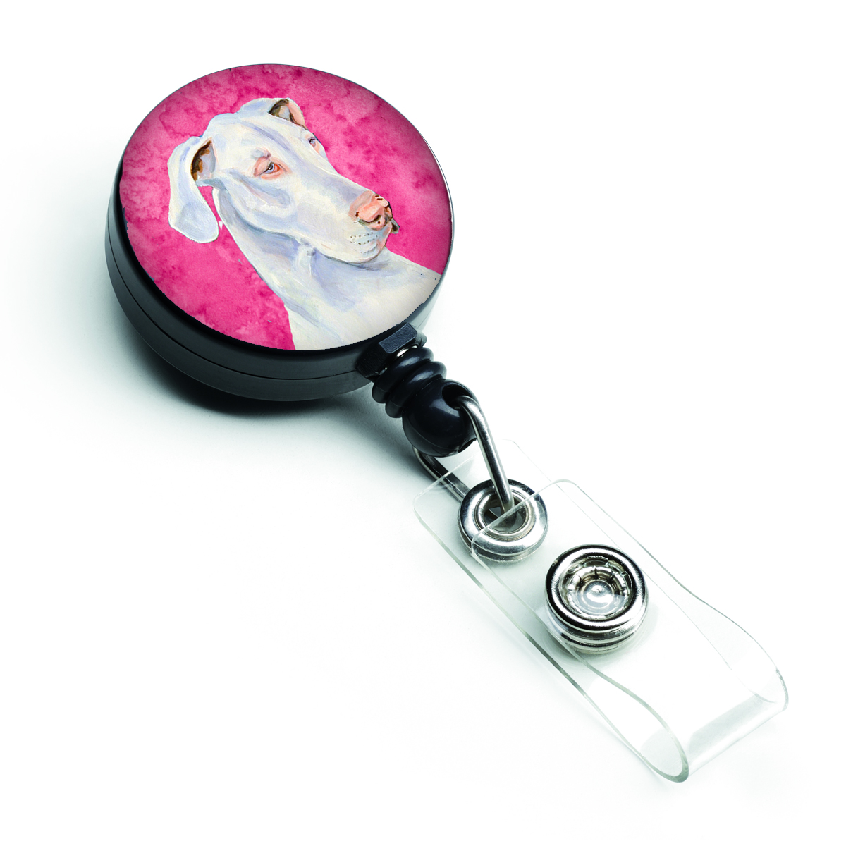 LH9356PKBR Pink Great Dane Retractable Badge Reel