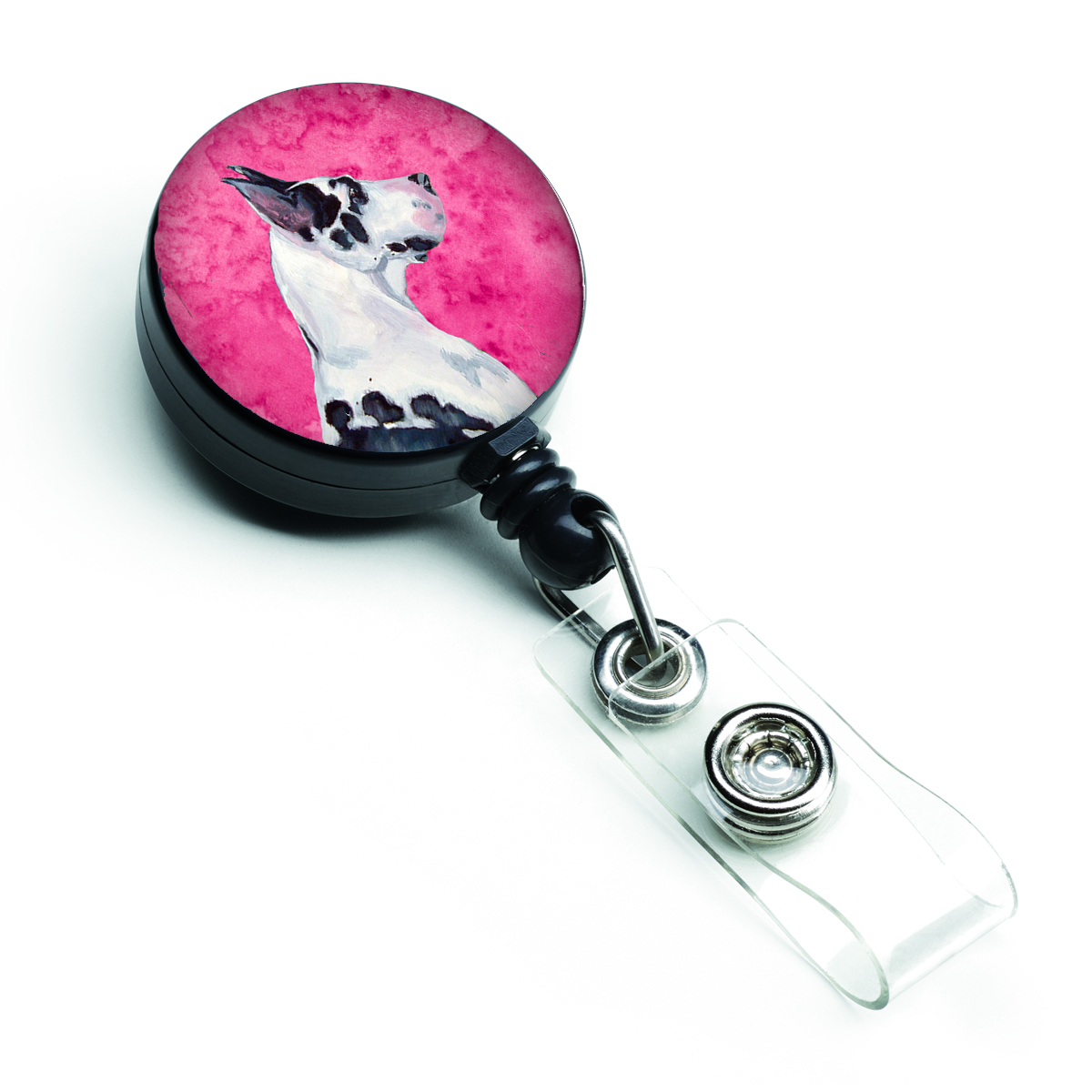 Pink Great Dane Retractable Badge Reel