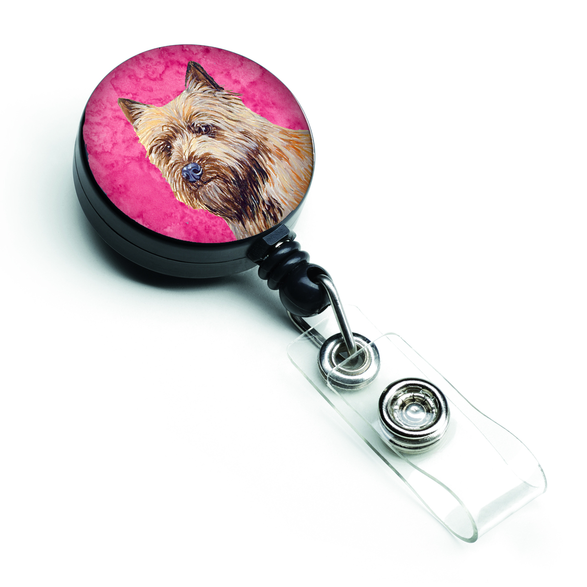Pink Cairn Terrier Retractable Badge Reel