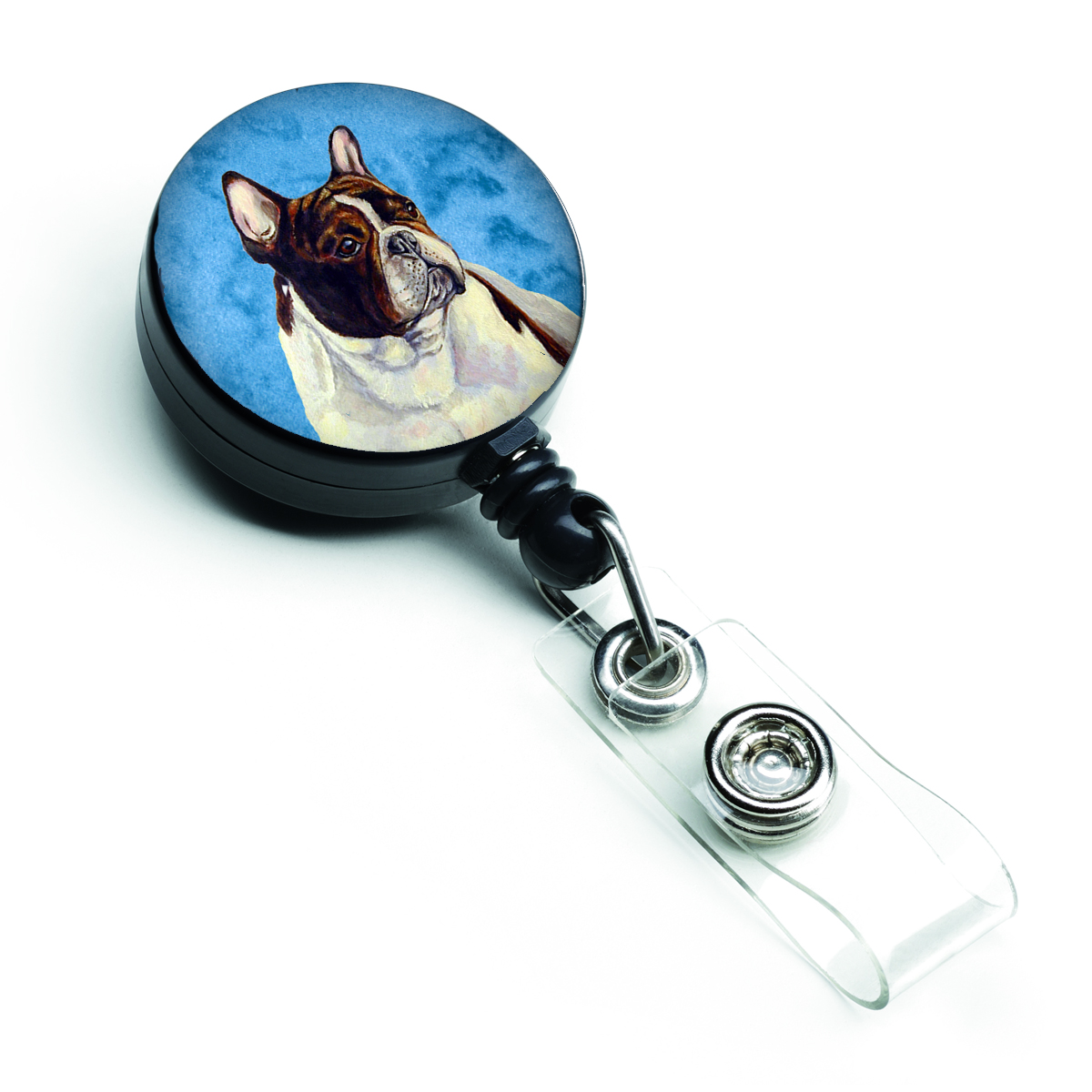 Blue French Bulldog Retractable Badge Reel - Blue