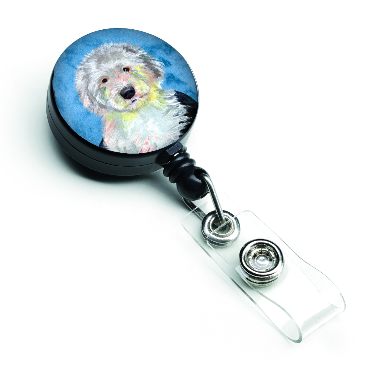 LH9396BUBR Blue Old English Sheepdog Retractable Badge Reel