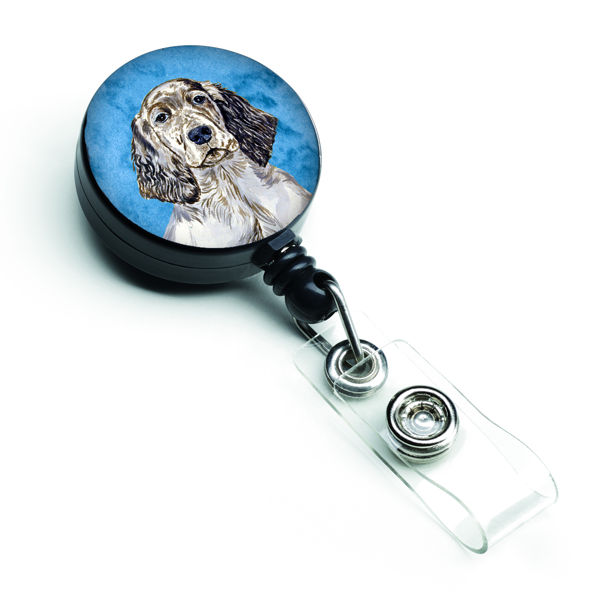Blue English Setter Retractable Badge Reel