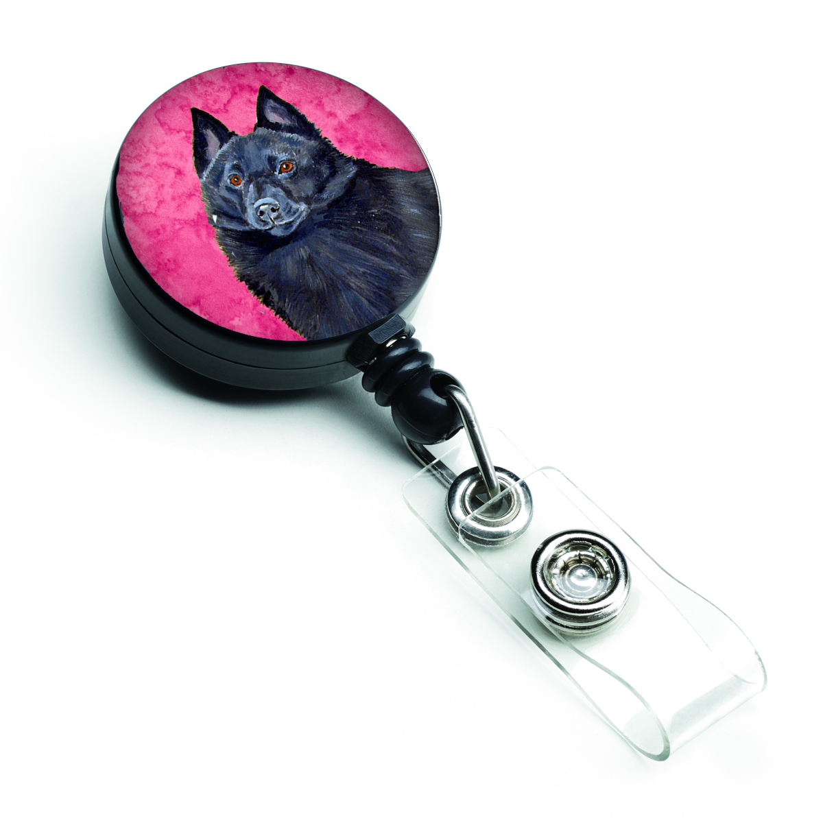 Pink Schipperke Retractable Badge Reel