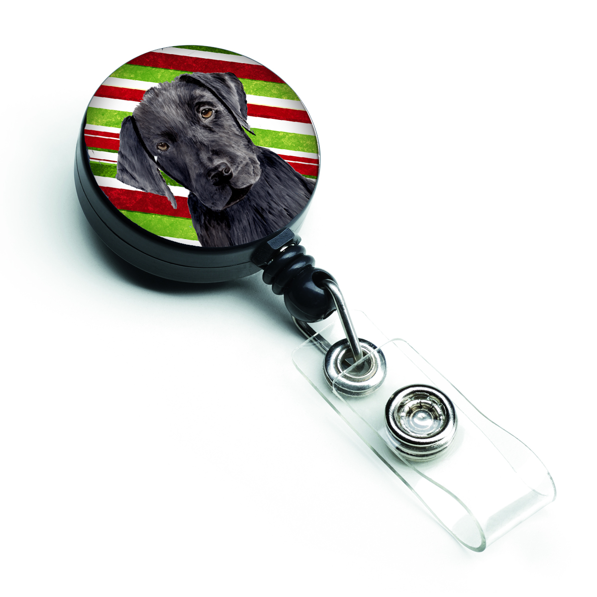 Labrador Candy Cane Holiday Christmas Retractable Badge Reel