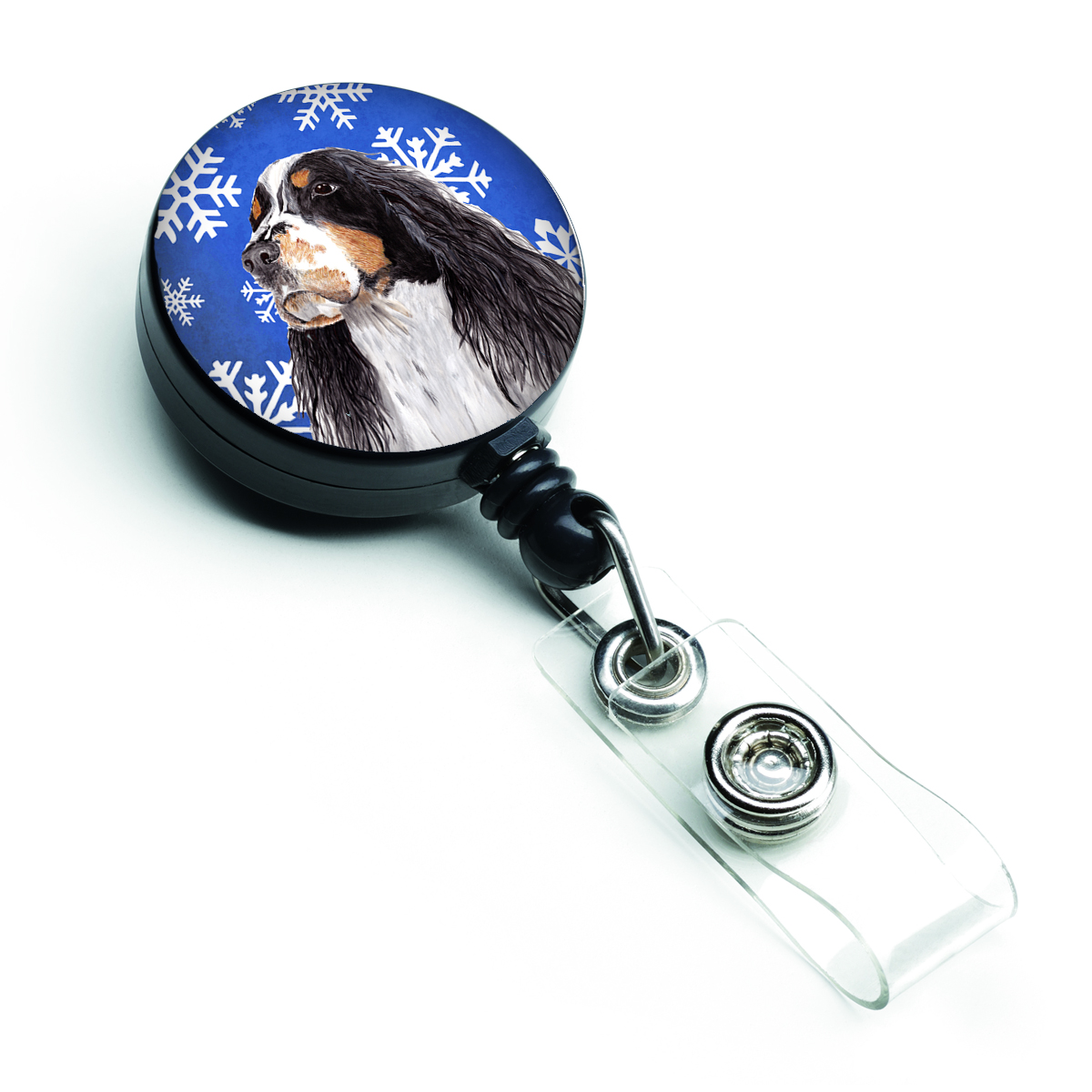 Springer Spaniel Winter Snowflakes Holiday Retractable Badge Reel