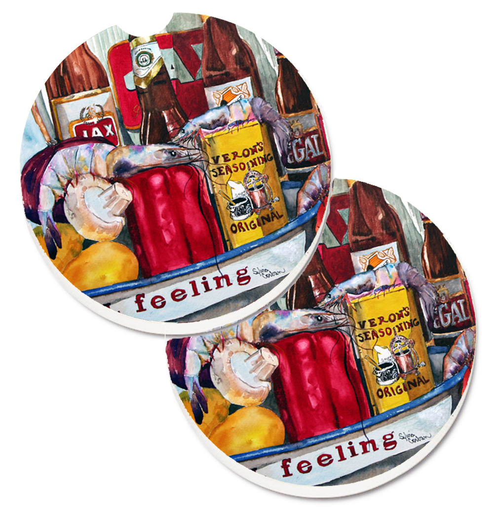 Picture of Carolines Treasures 1010CARC Verons & New Orleans Beers Set of 2 Cup Holder Car Coaster