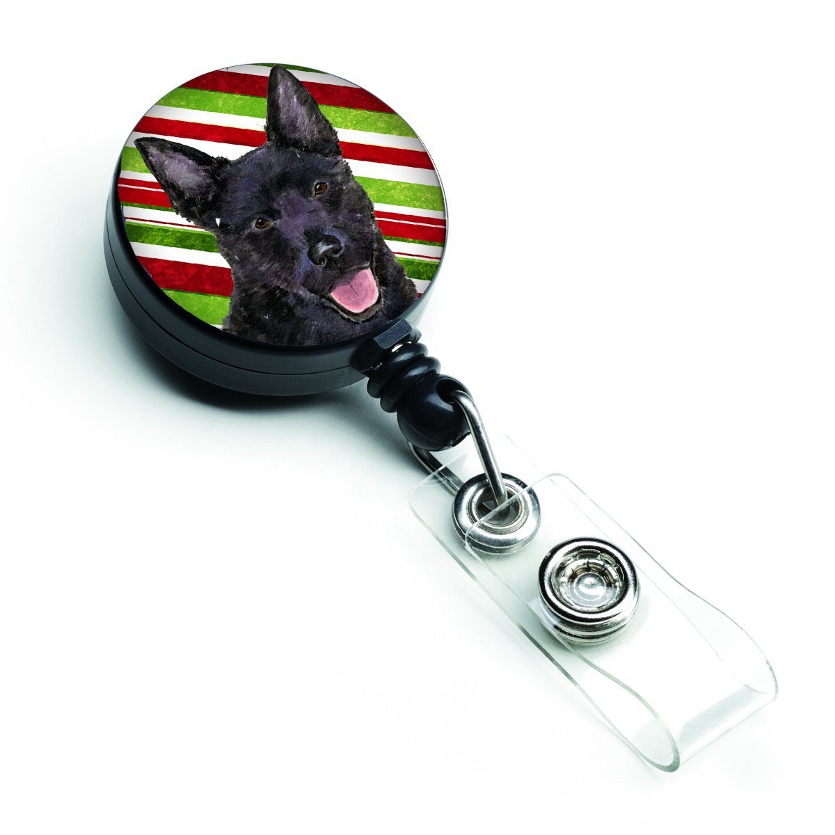 Australian Kelpie Candy Cane Holiday Christmas Retractable Badge Reel