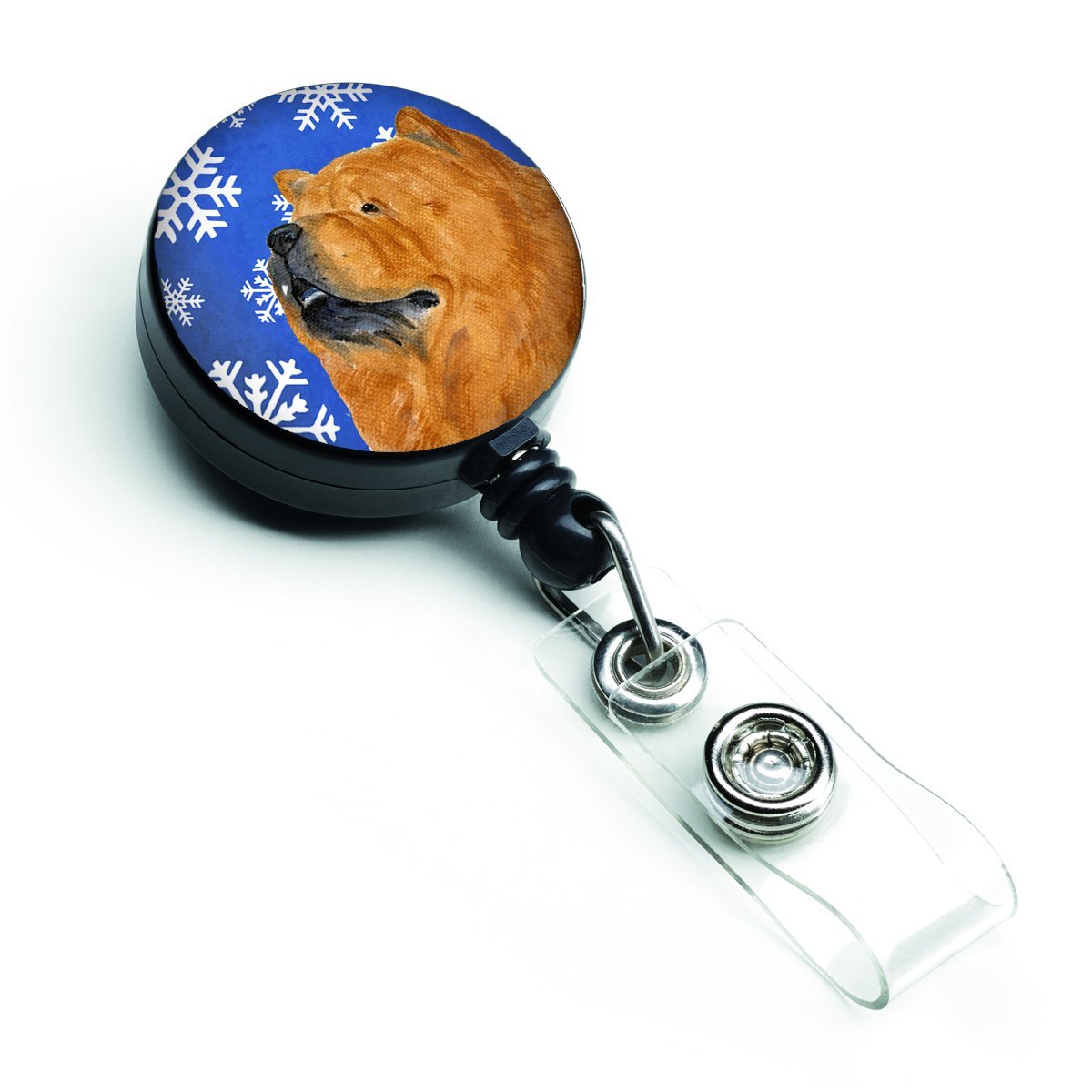 Chow Chow Winter Snowflakes Holiday Retractable Badge Reel