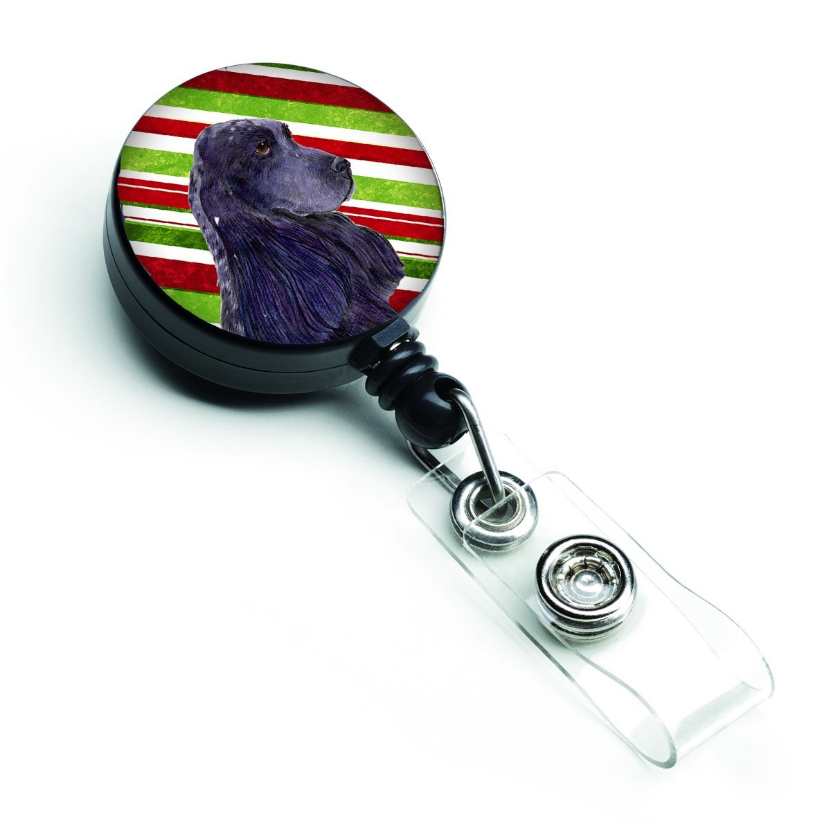 Cocker Spaniel Candy Cane Holiday Christmas Retractable Badge Reel
