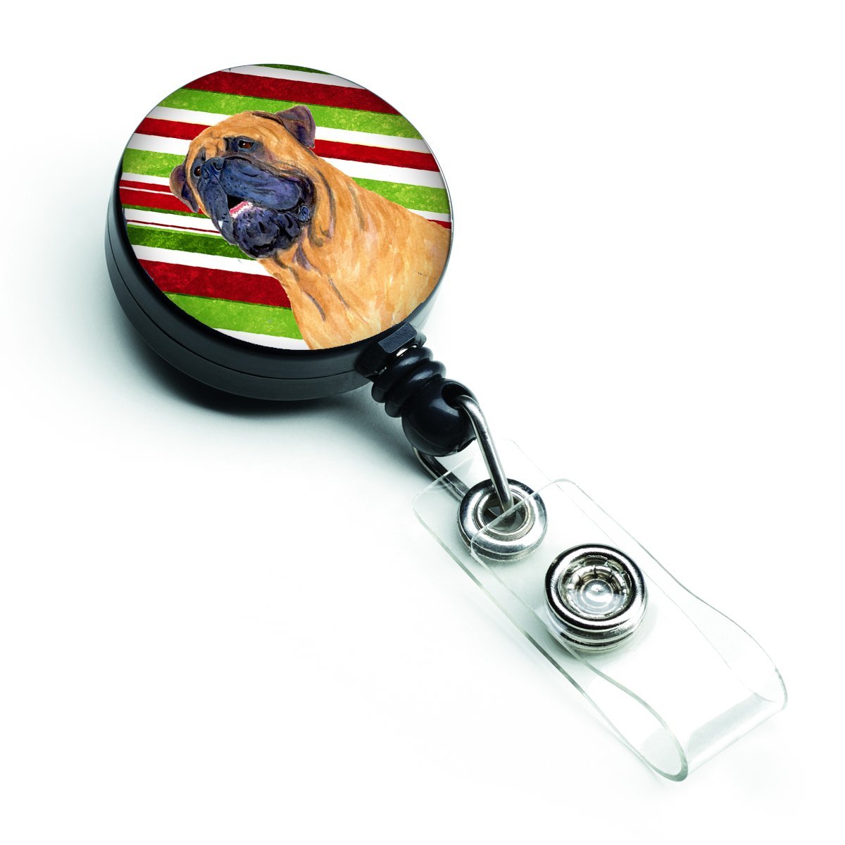 Mastiff Candy Cane Holiday Christmas Retractable Badge Reel