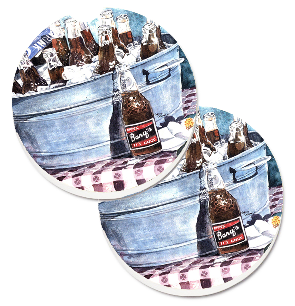 Picture of Carolines Treasures 1003CARC Barqs & Old Washtub Set of 2 Cup Holder Car Coaster
