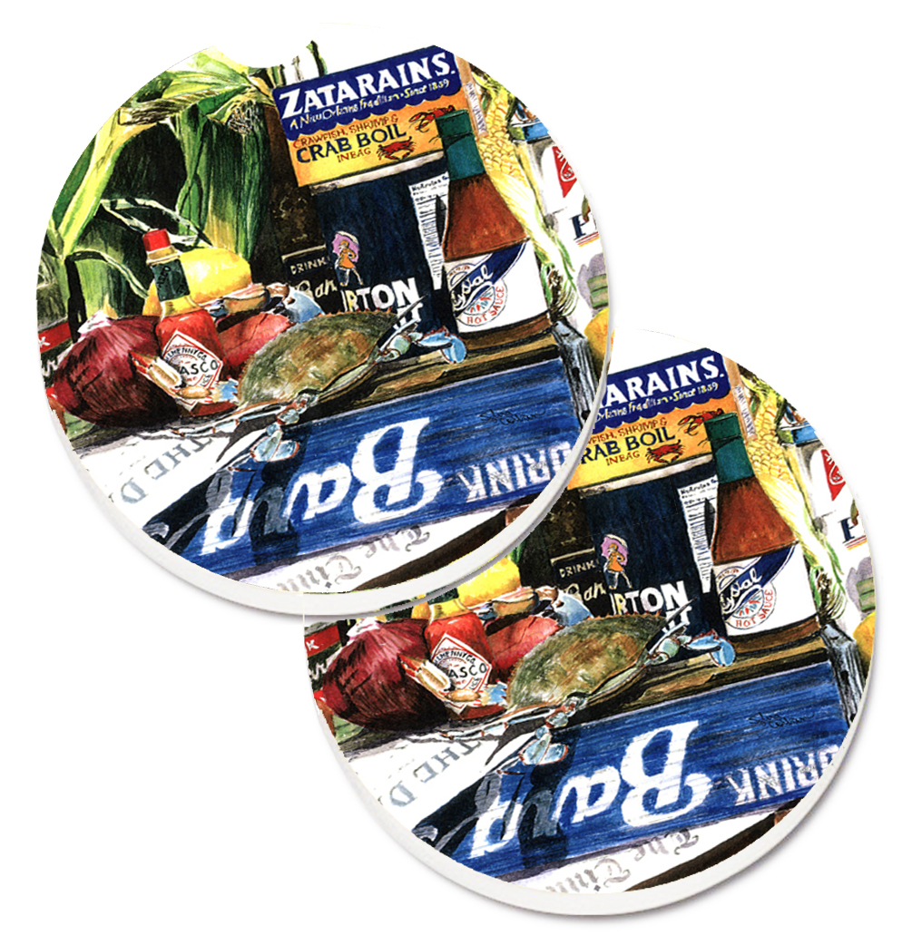 Picture of Carolines Treasures 1008CARC Crab in the Middle Set of 2 Cup Holder Car Coaster