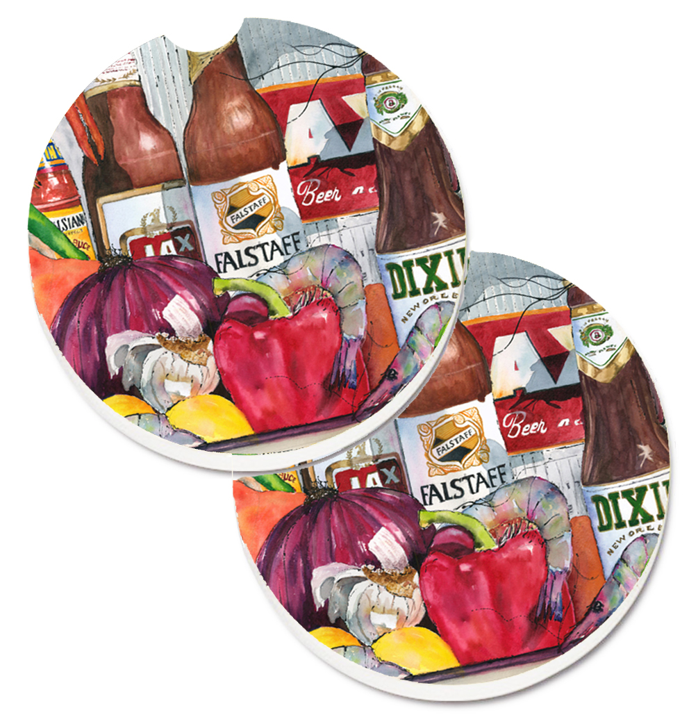 Picture of Carolines Treasures 1017-1CARC New Orleans Beers & Spices Set of 2 Cup Holder Car Coaster