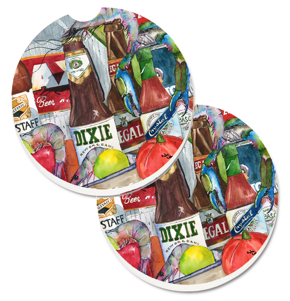 Picture of Carolines Treasures 1017-2CARC New Orleans Beers & Spices Set of 2 Cup Holder Car Coaster