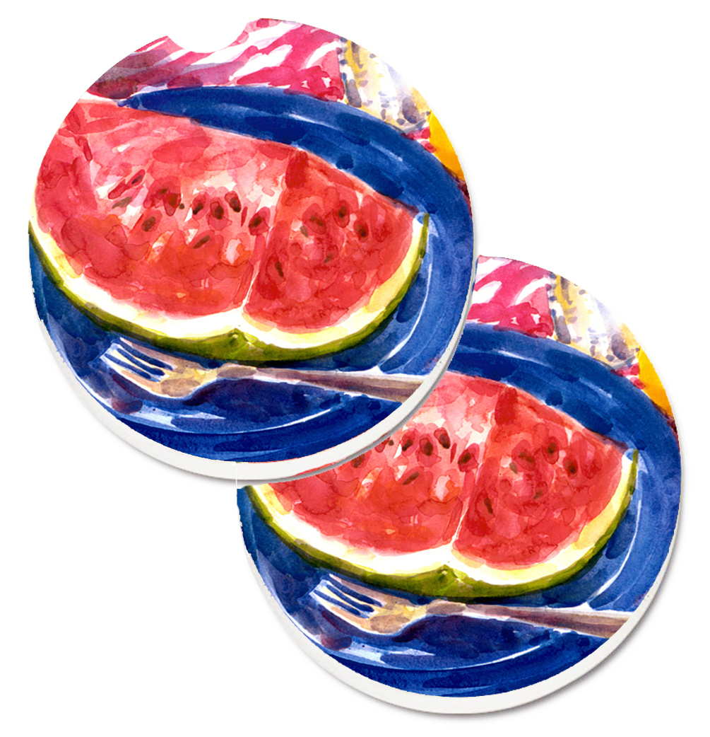 Picture of Carolines Treasures 6028CARC Watermelon Set of 2 Cup Holder Car Coaster