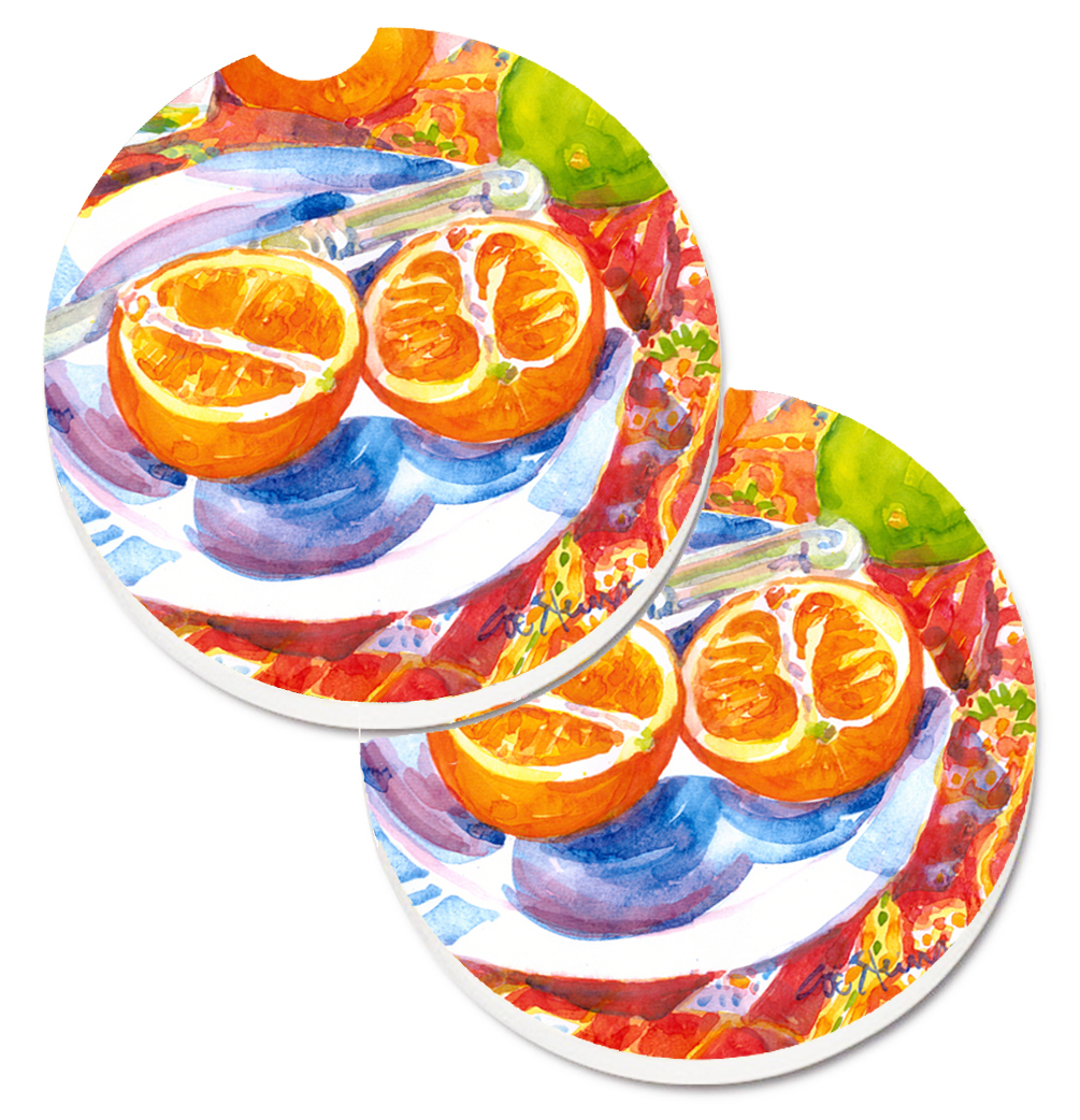 Picture of Carolines Treasures 6035CARC Florida Orange Sliced for breakfast Set of 2 Cup Holder Car Coaster