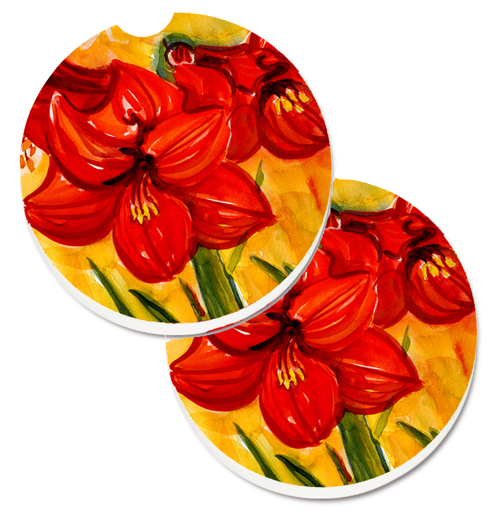 Picture of Carolines Treasures 6067CARC Flower Amaryllis Set of 2 Cup Holder Car Coaster