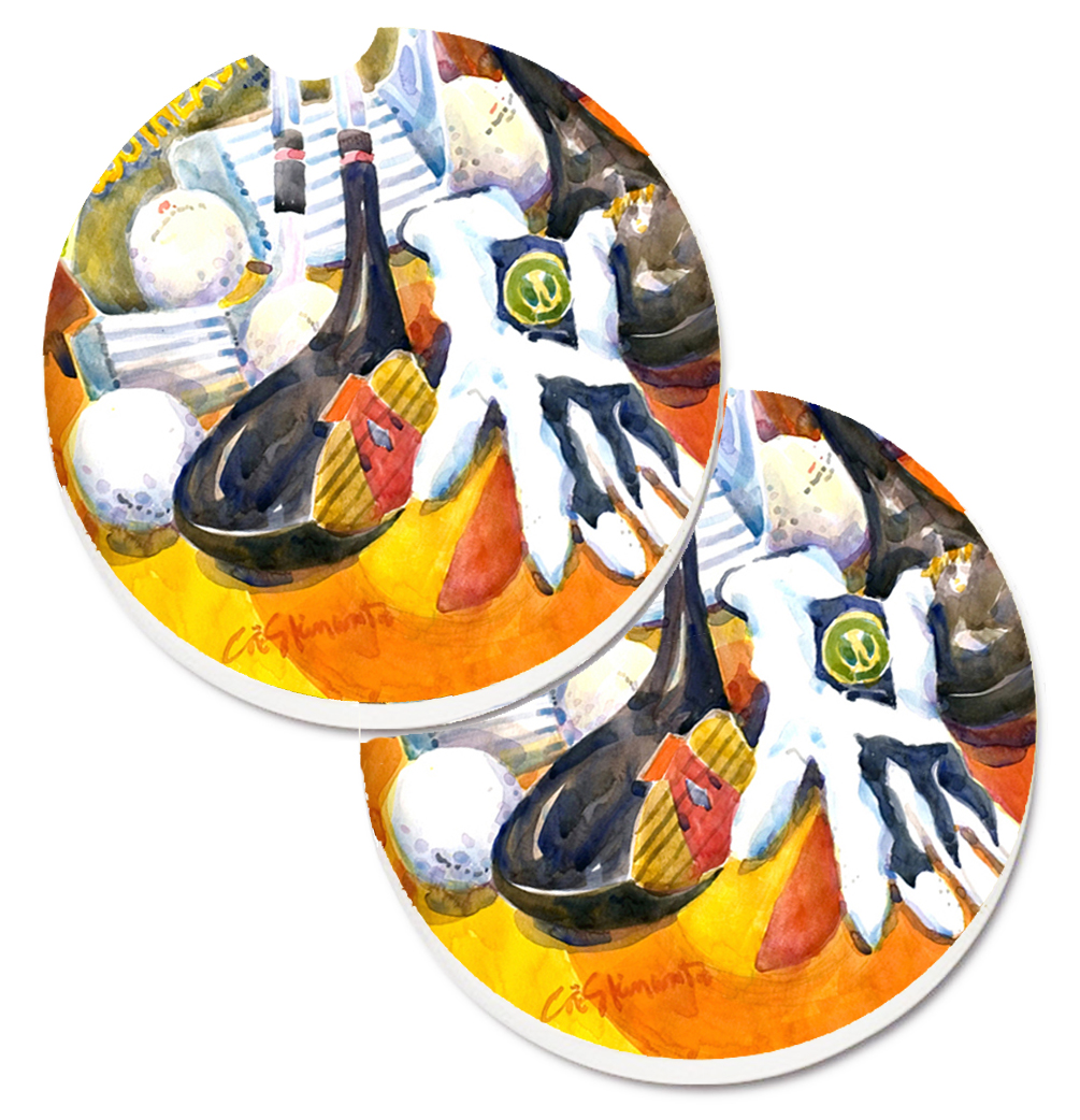 Picture of Carolines Treasures 6070CARC Golf Clubs Ball & Glove Set of 2 Cup Holder Car Coaster