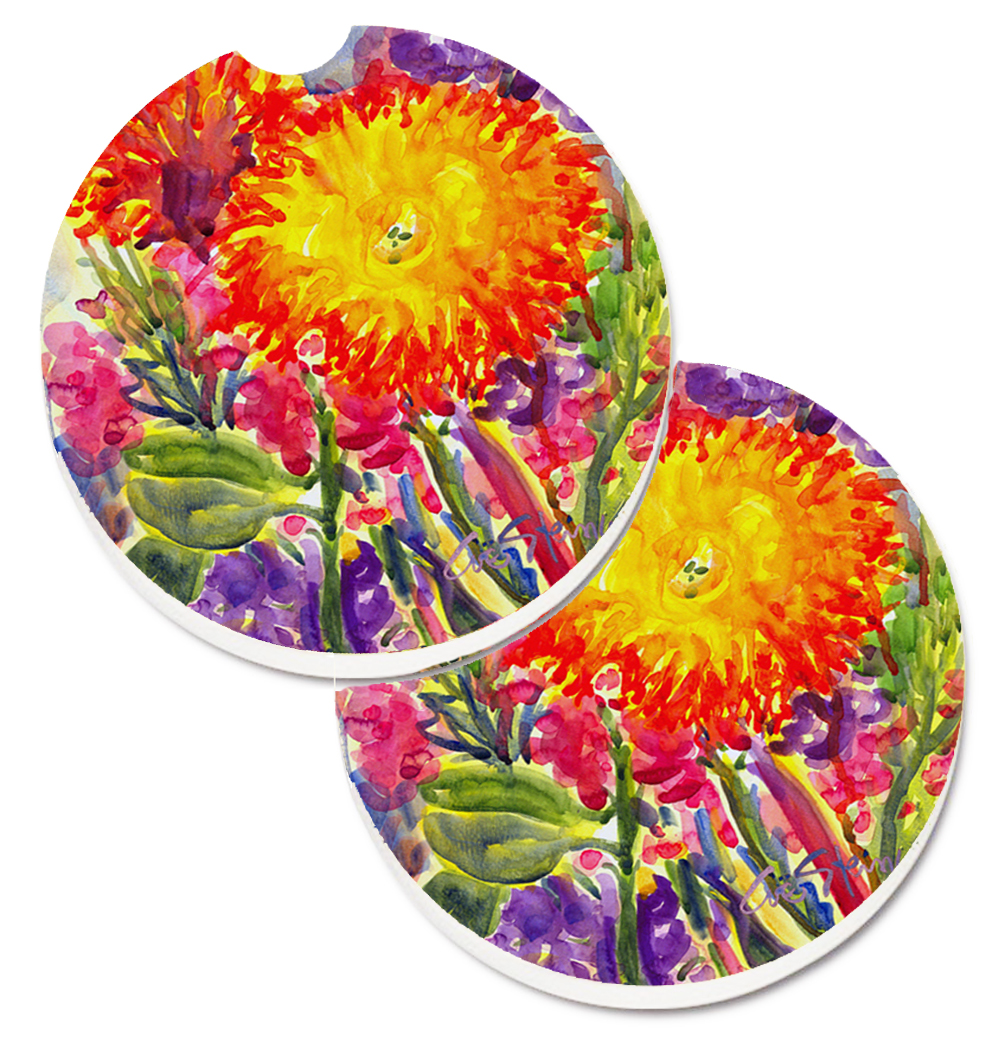 Picture of Carolines Treasures 6077CARC Flower Aster Set of 2 Cup Holder Car Coaster