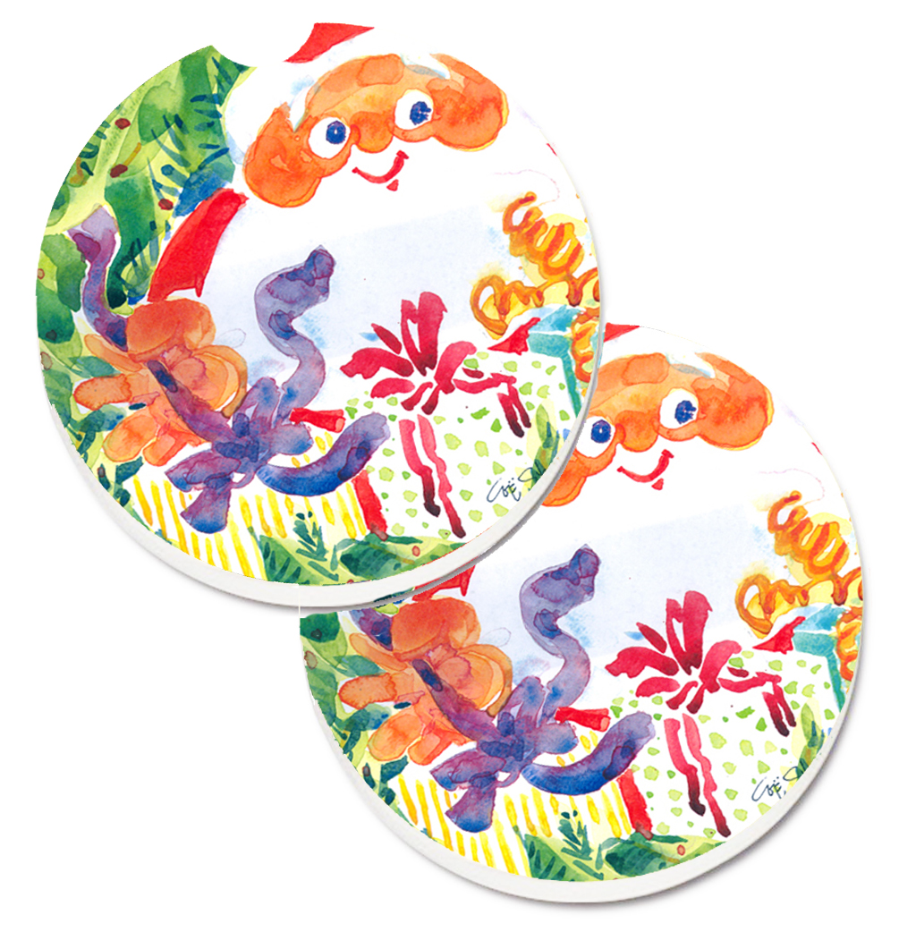 Picture of Carolines Treasures 6115CARC Santa Claus Christmas Surprise Set of 2 Cup Holder Car Coaster