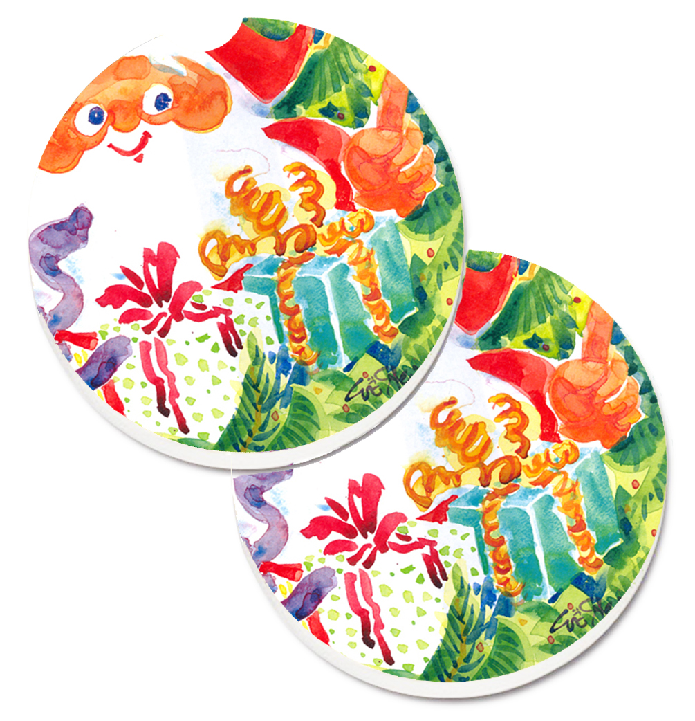 Picture of Carolines Treasures 6121CARC Christmas Santa Claus You Better Watch out Set of 2 Cup Holder Car Coaster