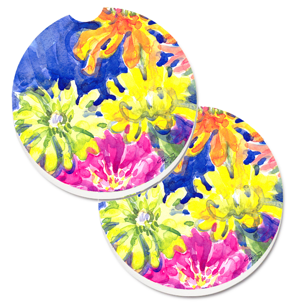 Picture of Carolines Treasures 6122CARC Flower Set of 2 Cup Holder Car Coaster