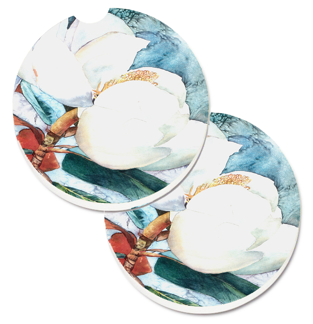 Picture of Carolines Treasures 8001CARC Flower Magnolia Set of 2 Cup Holder Car Coaster