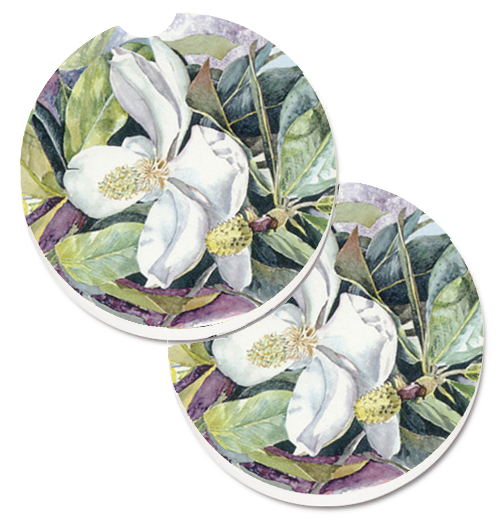 Picture of Carolines Treasures 8004CARC Flower Magnolia Set of 2 Cup Holder Car Coaster