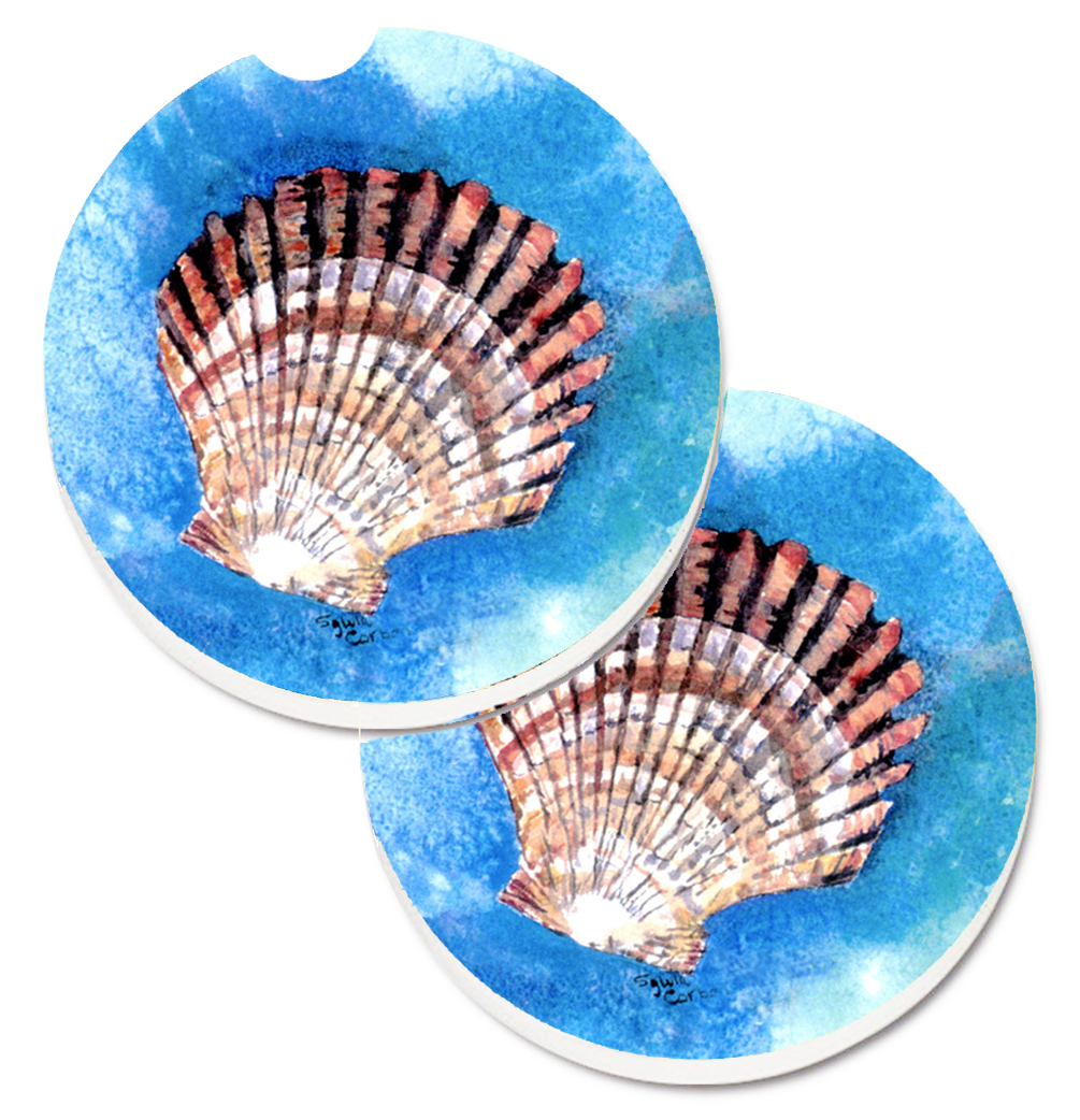 Picture of Carolines Treasures 8008CARC Scallop Sea Shell Set of 2 Cup Holder Car Coaster