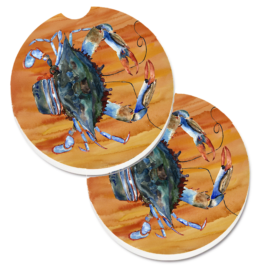 Picture of Carolines Treasures 8144CARC Crab Set of 2 Cup Holder Car Coaster